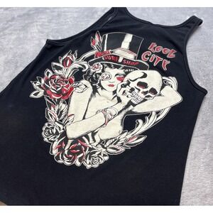 Kool City Surf Skate Womens Tank Top Size M Back Sleeveless Goth Punk Steampunk